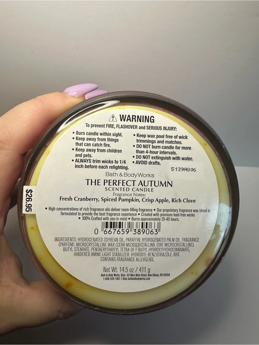 Bath & Body Works New The Perfect Autumn 3 Wick Candle